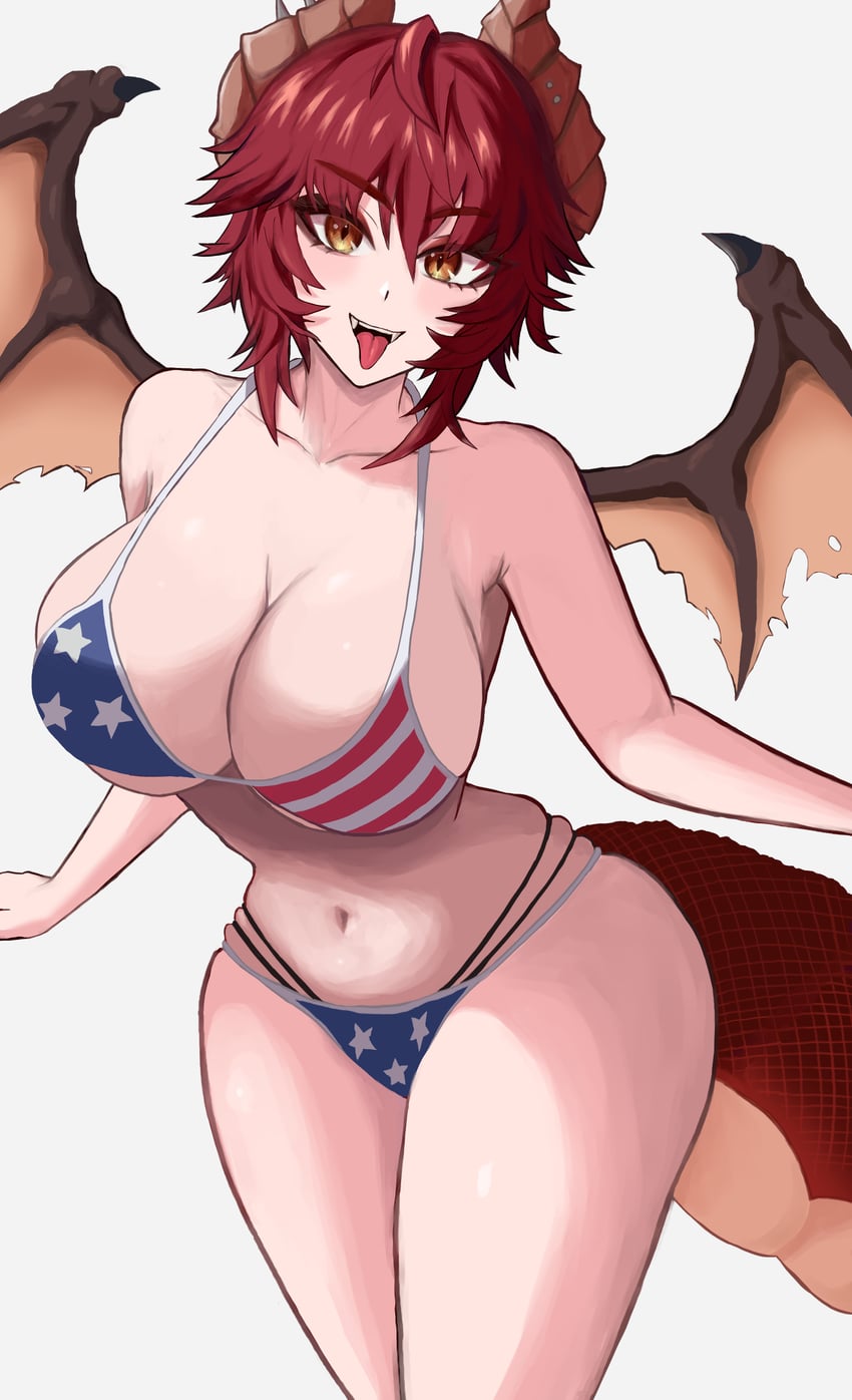 个人势虚拟主播、Zentreya、Zentreya (龙形态) 1名女孩 美国国旗 星条旗比基尼 美国国旗印花 比基尼