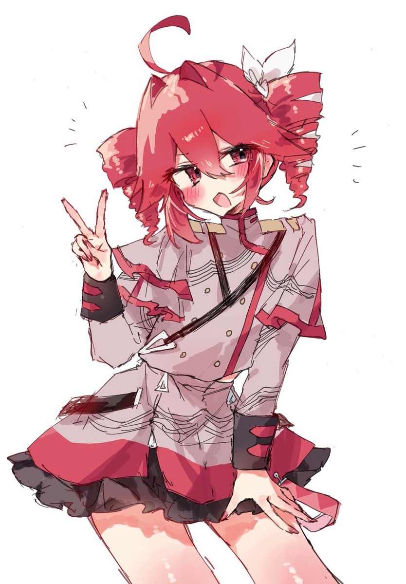 UTAU、重音Teto、重音テト (Synthesizer V) 1名女孩 呆毛 蝴蝶结 纽扣 双排扣