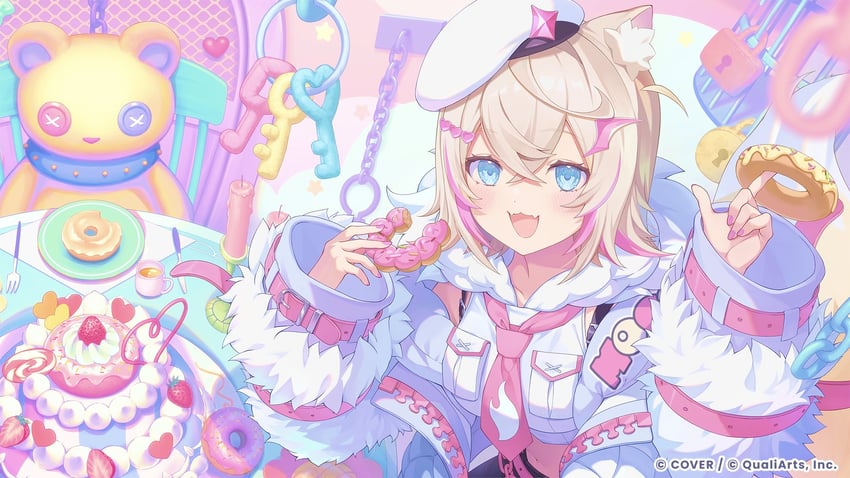 Hololive、Hololive Dreams、Hololive英语 1名女孩 :D 兽耳 贝雷帽 金发