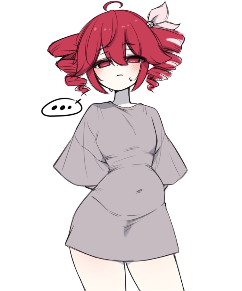 UTAU、重音Teto ... 1名女孩 呆毛 双手背在身后 脸红