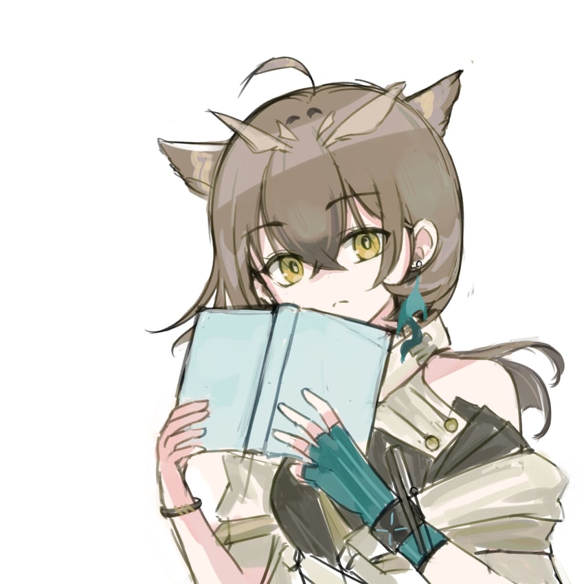 明日方舟、赫默、淬羽赫默 1名女孩 呆毛 露肩 黑色连衣裙 蓝色手套