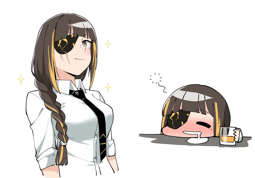 少女前线、M16A1 (少女前线) 酒 啤酒 啤酒杯 黑色领带 齐刘海