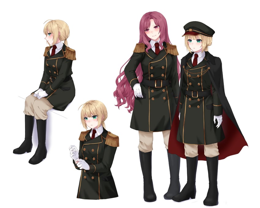 装甲核心、装甲核心5、fran (armored core v) 2名女孩 黑色靴子 黑色披肩 脸红 靴子