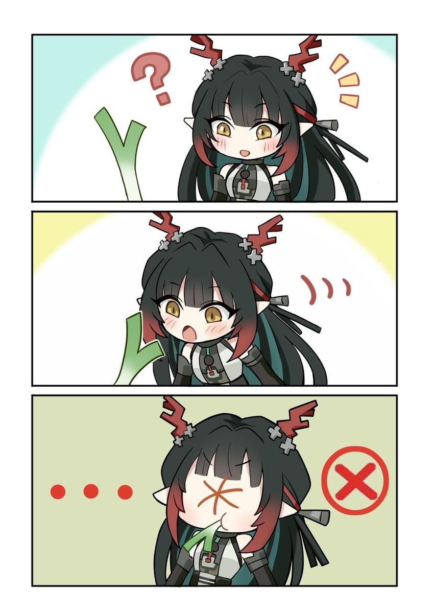 明日方舟、明日方舟：终末地、庄芳怡 (明日方舟) ... 1名女孩 三格漫画 问号 鹿角