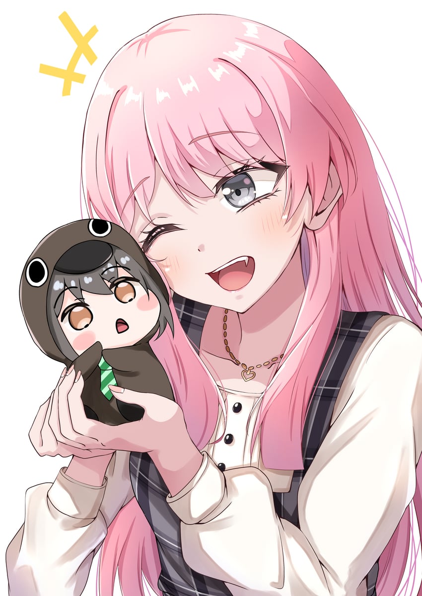 BanG Dream!、Bang Dream! It's MyGO!!!!!、千早爱音 2名女孩 动物兜帽 脸红 棕眼睛 连衣裙