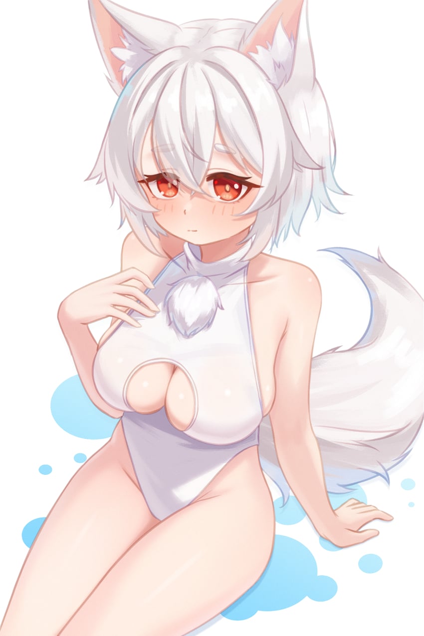 东方Project、犬走椛 1名女孩 替换服装 兽耳毛 兽耳 乳房