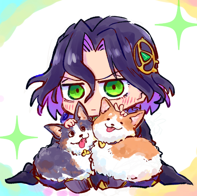 Fate/Grand Order、Fate系列、约翰·拉克兰 (Fate) 1名男孩 动物 黑发 脸红 Q版
