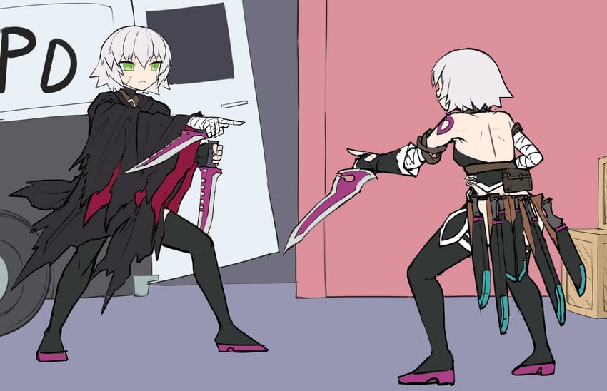 Fate/Apocrypha、Fate/Grand Order、Fate/strange Fake 2名女孩 露背衫 包扎的手臂 绷带 披风