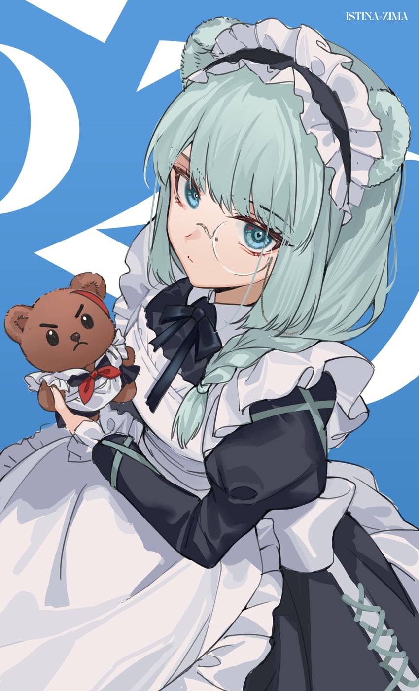 明日方舟、真理 (明日方舟)、凛冬（明日方舟） 1名女孩 兽耳 水色发 熊耳 熊娘