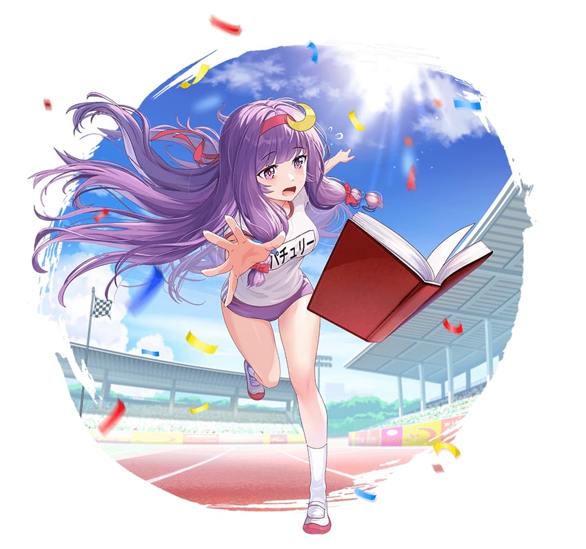 东方Project、东方阿尔卡迪亚记录、帕秋莉·诺蕾姬 1名女孩 替换服装 蓝天 书 蝴蝶结