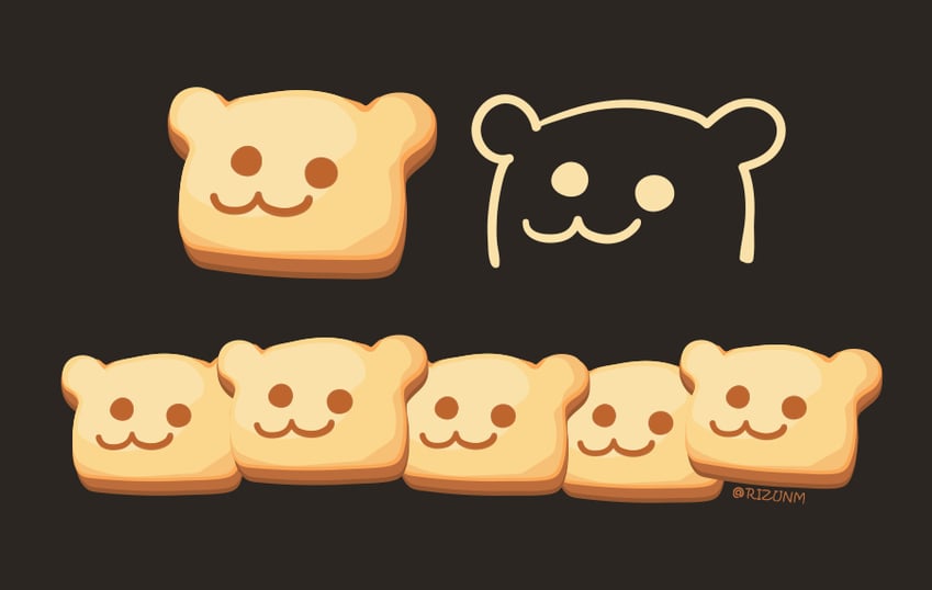 原创 猫脸笑 动物主题食物 作者名 黑色背景 曲奇