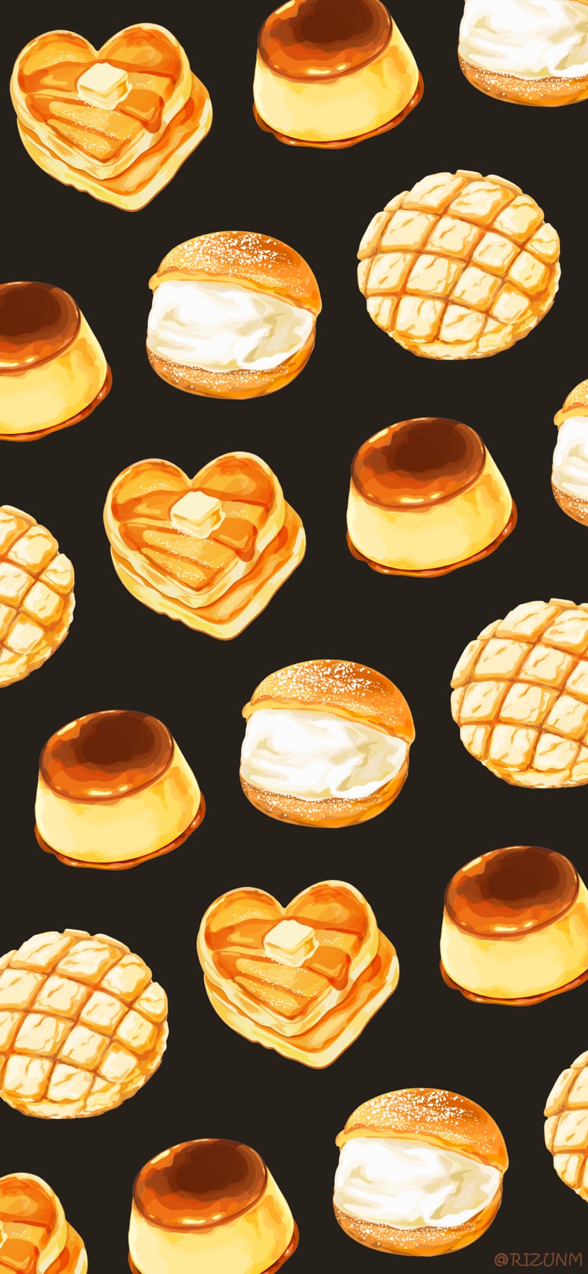 原创 作者名 黑色背景 面包 黄油 奶油