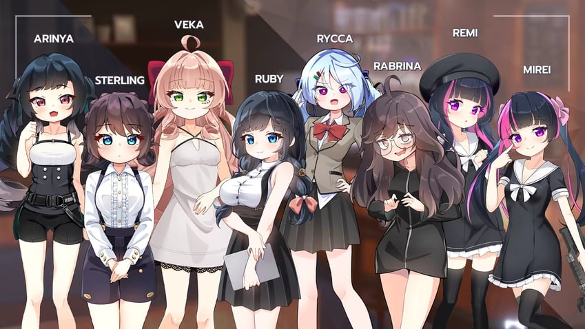 luna has gone、arinya (luna has gone)、mirei (luna has gone) 6个以上女孩 :D 水色发 黑色连衣裙 黑发