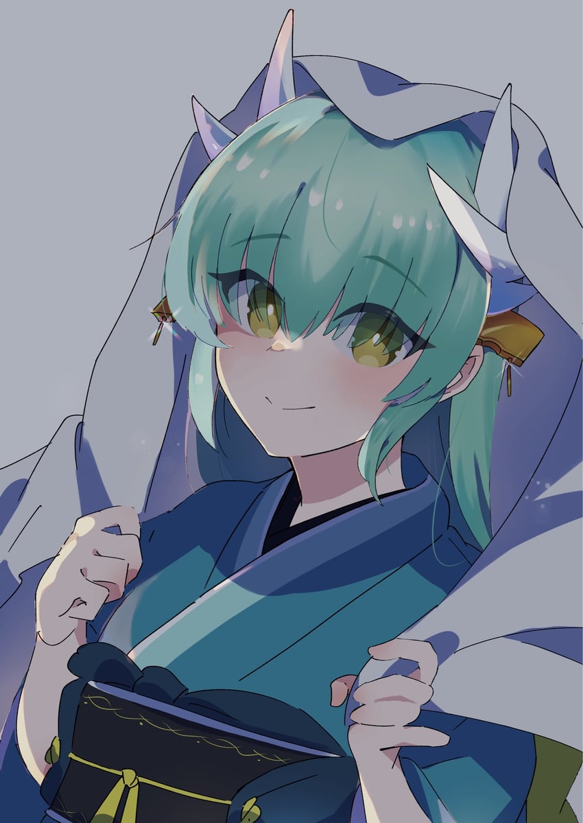 Fate/Grand Order、Fate系列、清姬 (Fate) 1名女孩 闭嘴 龙角 绿眼 绿发