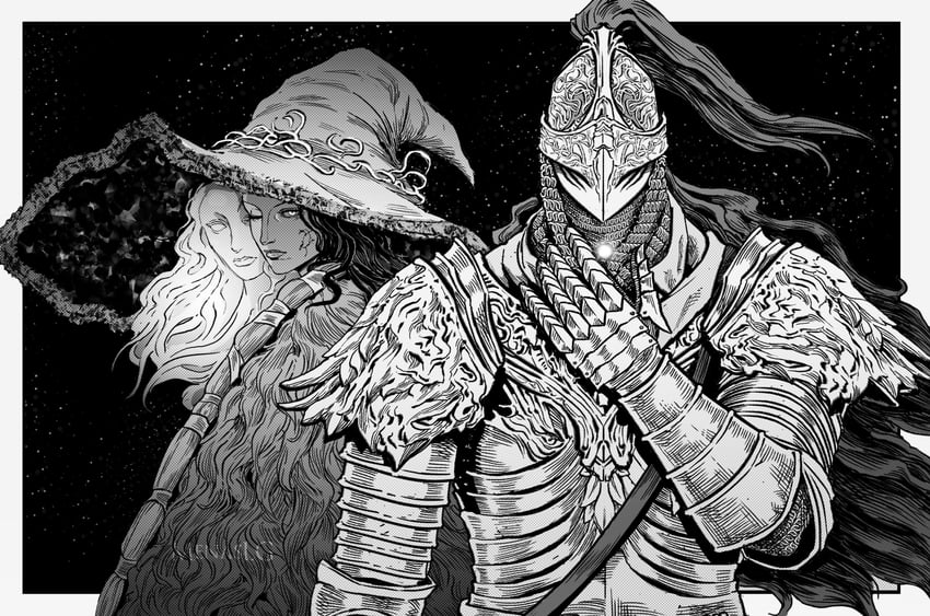 艾尔登法环、白狼战鬼 (艾尔登法环)、魔女菈妮 (艾尔登法环) 1名女孩 1个其他角色 性别不明 铠甲 作者名