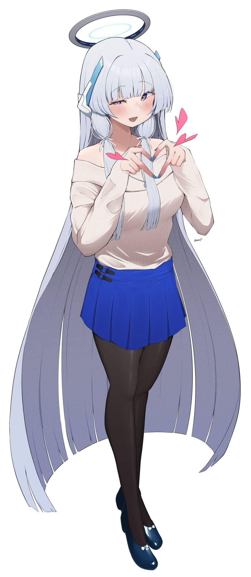 蔚蓝档案、乃爱 (蔚蓝档案) 1名女孩 替换服装 黑色连裤袜 蓝色鞋子 蓝裙子