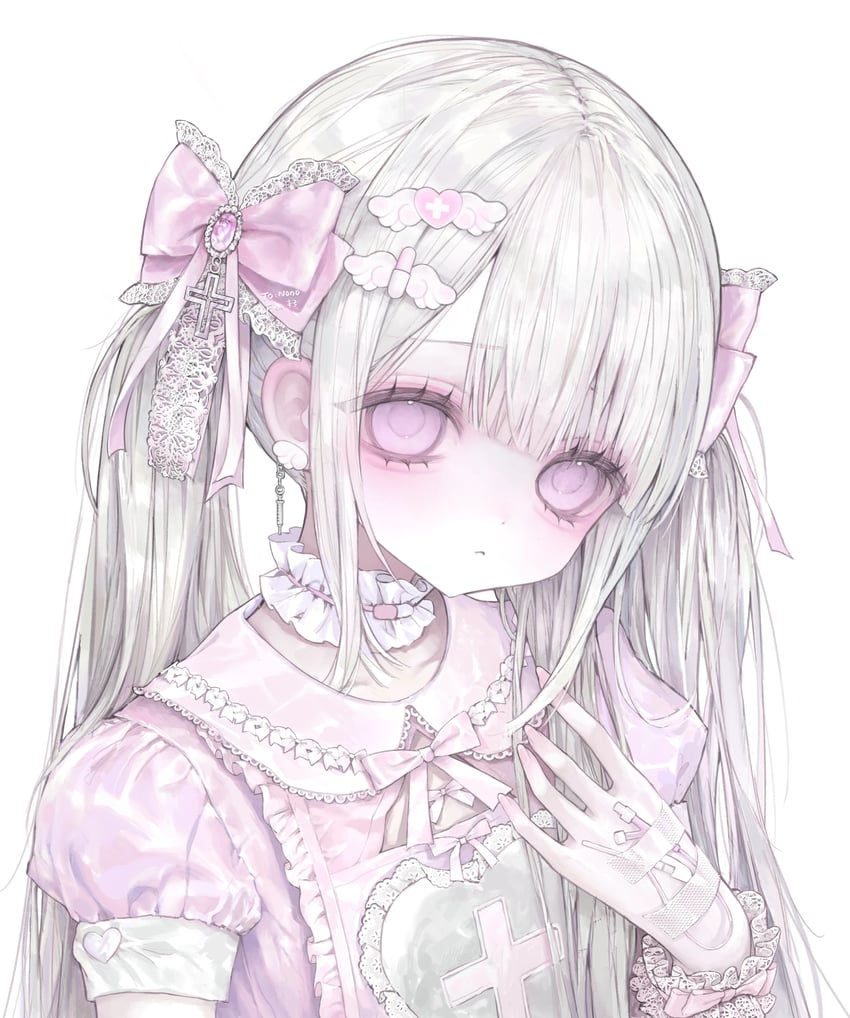 原创 1名女孩 卧蚕 围裙 金发 蝴蝶结