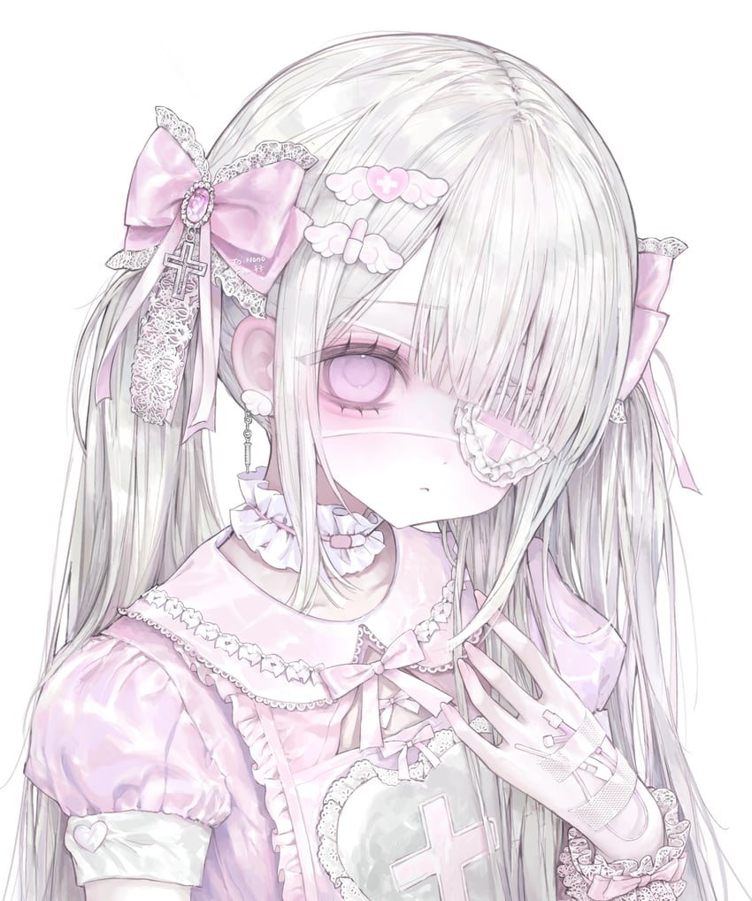 原创 1名女孩 卧蚕 围裙 金发 蝴蝶结