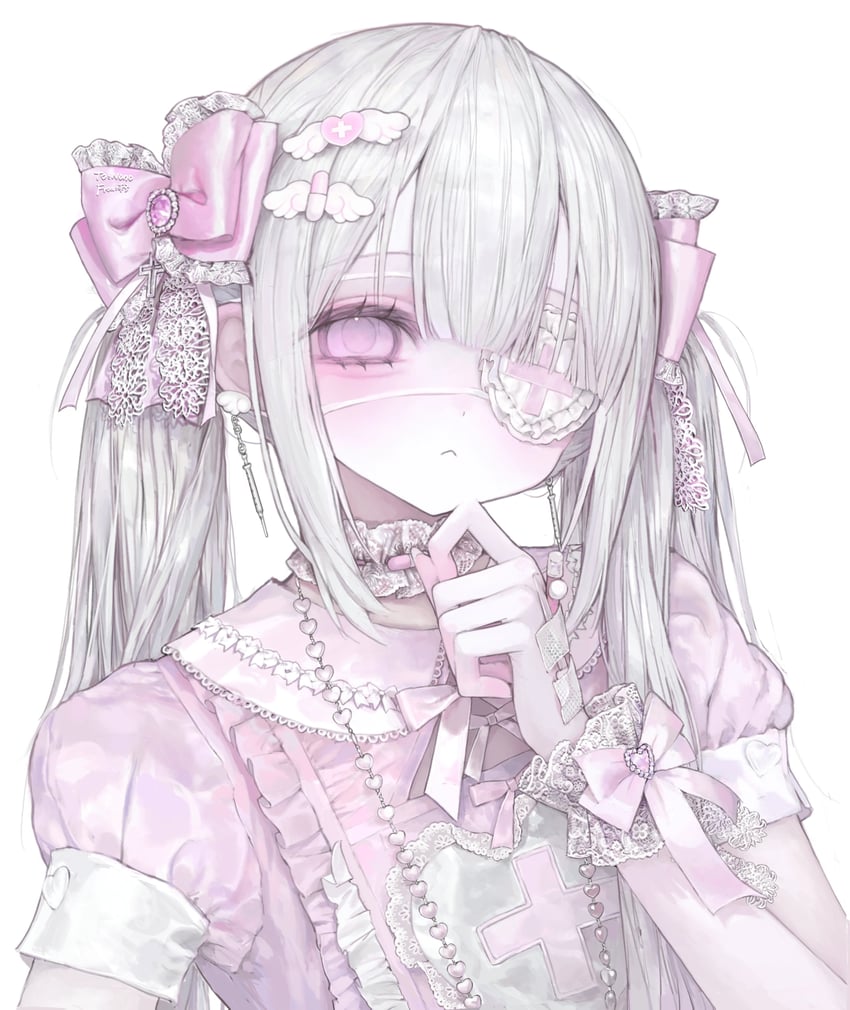 原创 1名女孩 卧蚕 围裙 金发 蝴蝶结