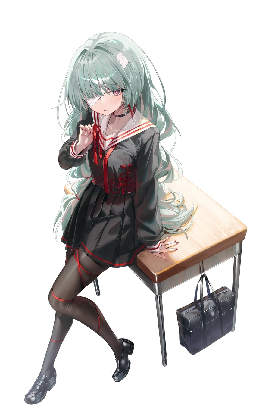 鸣潮、弗洛洛 (鸣潮) 1名女孩 替换服装 包 单眼绷带 黑包