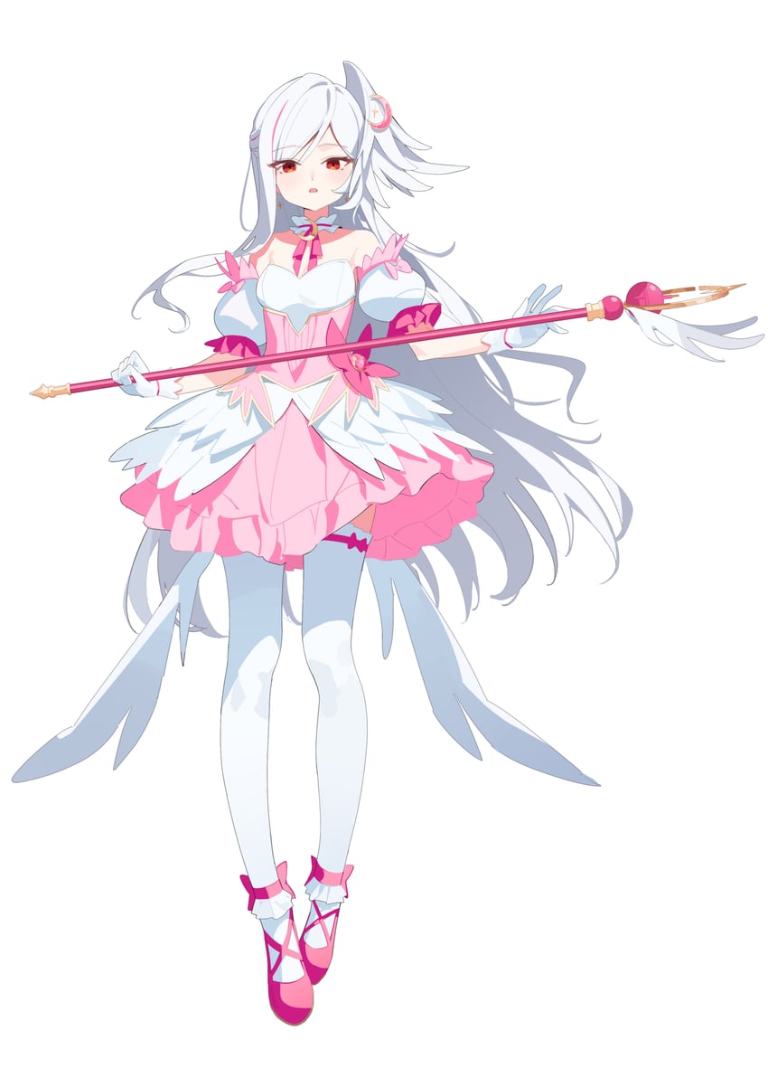 蔚蓝档案、铃美（蔚蓝档案）、守月铃美 (魔法少女) (碧蓝档案) 1名女孩 脚踝蝴蝶结 护踝/脚踝扣带 露肩 蝴蝶结