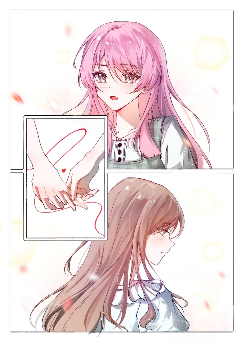 BanG Dream!、Bang Dream! It's MyGO!!!!!、千早爱音 2名女孩 脸红 棕发 闭嘴 虎牙