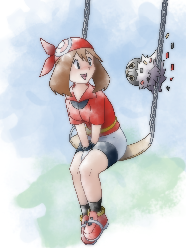 宝可梦、宝可梦 红宝石/蓝宝石/绿宝石、小遥 (宝可梦) 1名女孩 :D 头巾 骑行裤 黑袜