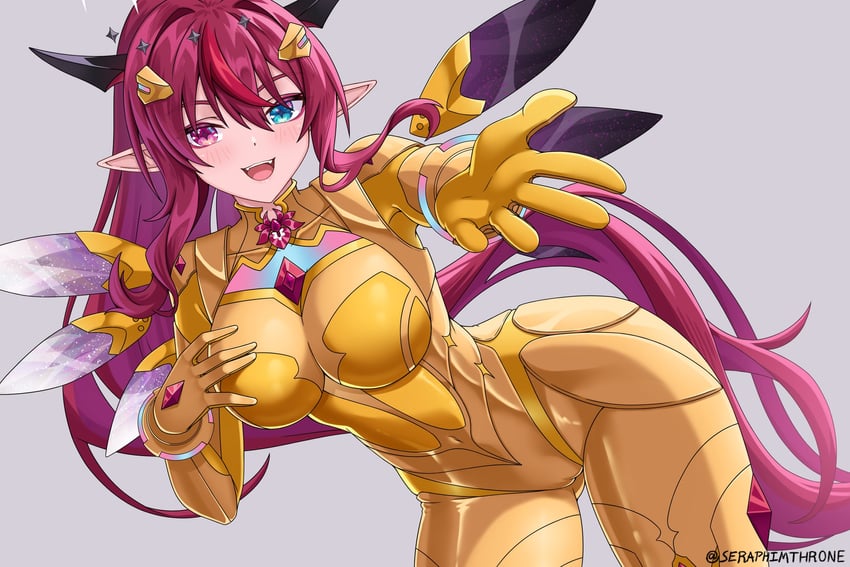 Hololive、Hololive英语、IRyS (Hololive) +_+ 1名女孩 蓝眼 紧身连体衣 乳房