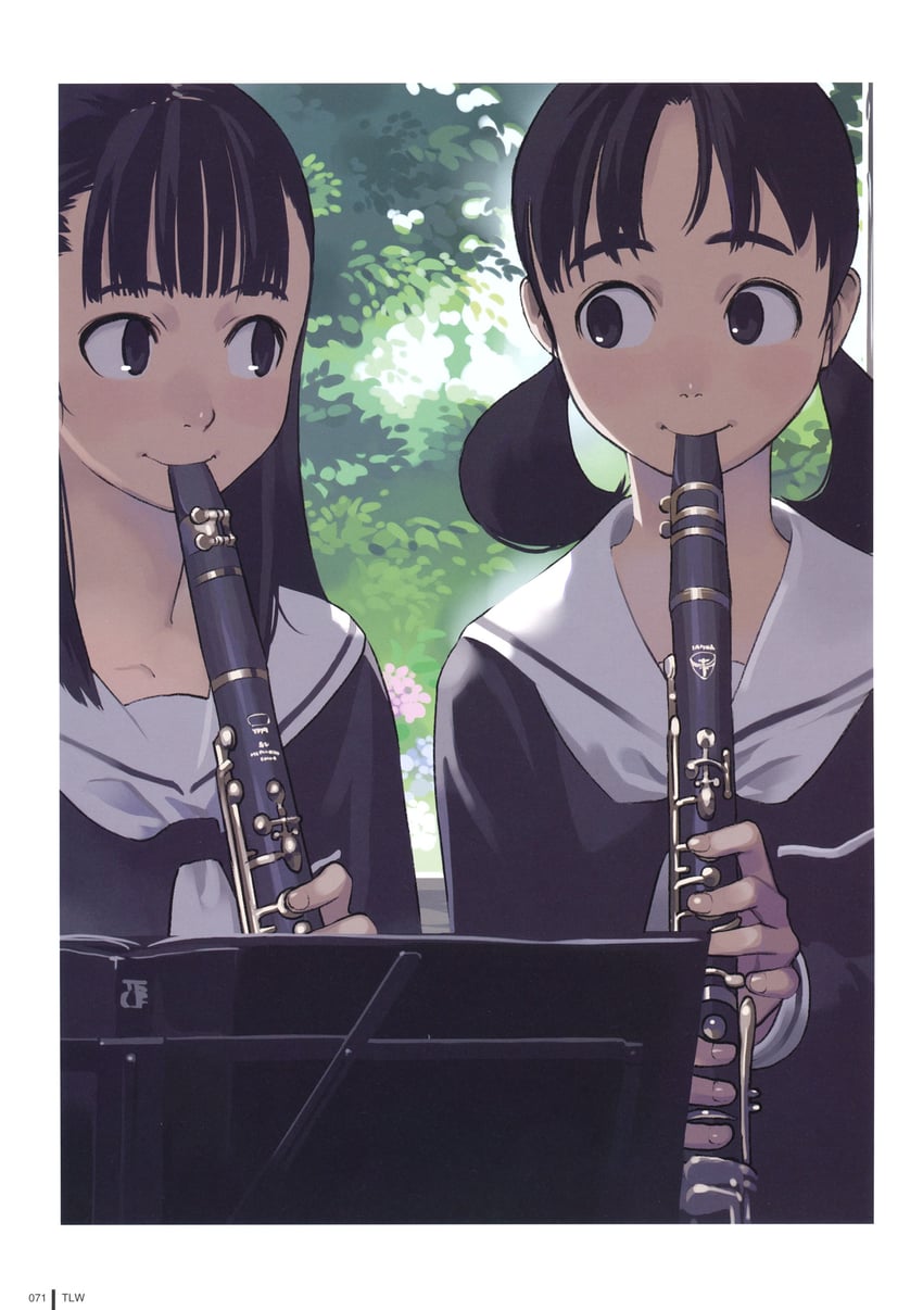 Comic LO、原创 2名女孩 黑瞳 黑发 黑衬衫 齐刘海