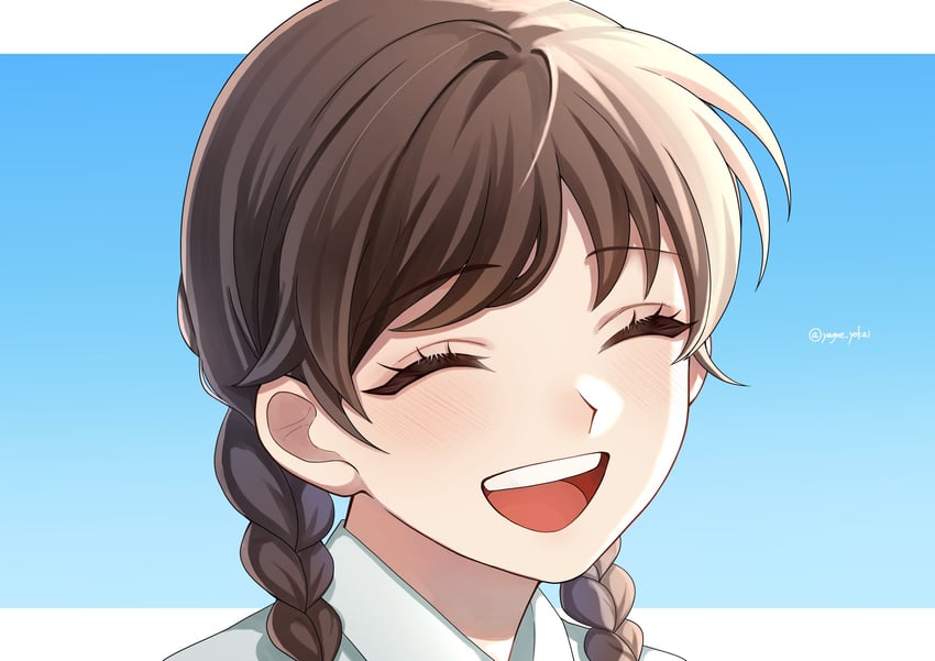 妖怪手表、妖怪手表 暗影面、天野夏芽 1名女孩 作者名 辫子 闭眼 张嘴