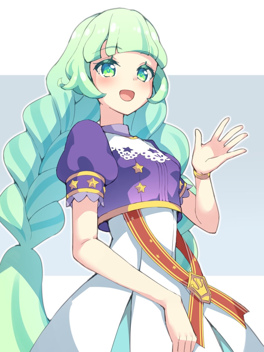 偶像活动、偶像活动、偶像活动Planet! 1名女孩 :D 齐刘海 辫子 牛仔镜头
