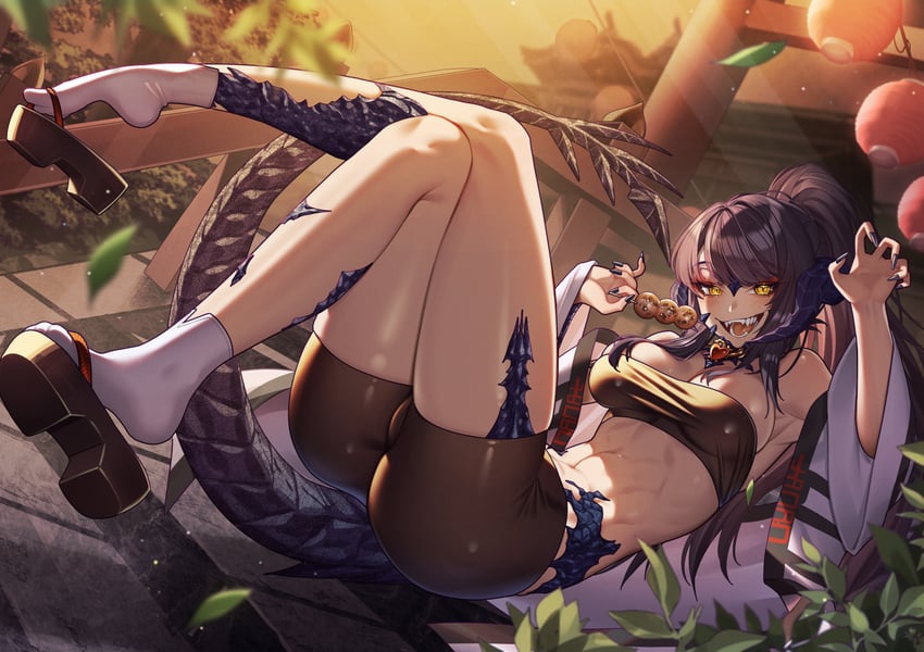 最终幻想、最终幻想14、原创 1名女孩 腋下 敖龙族 (FF14) 骑行裤 黑发