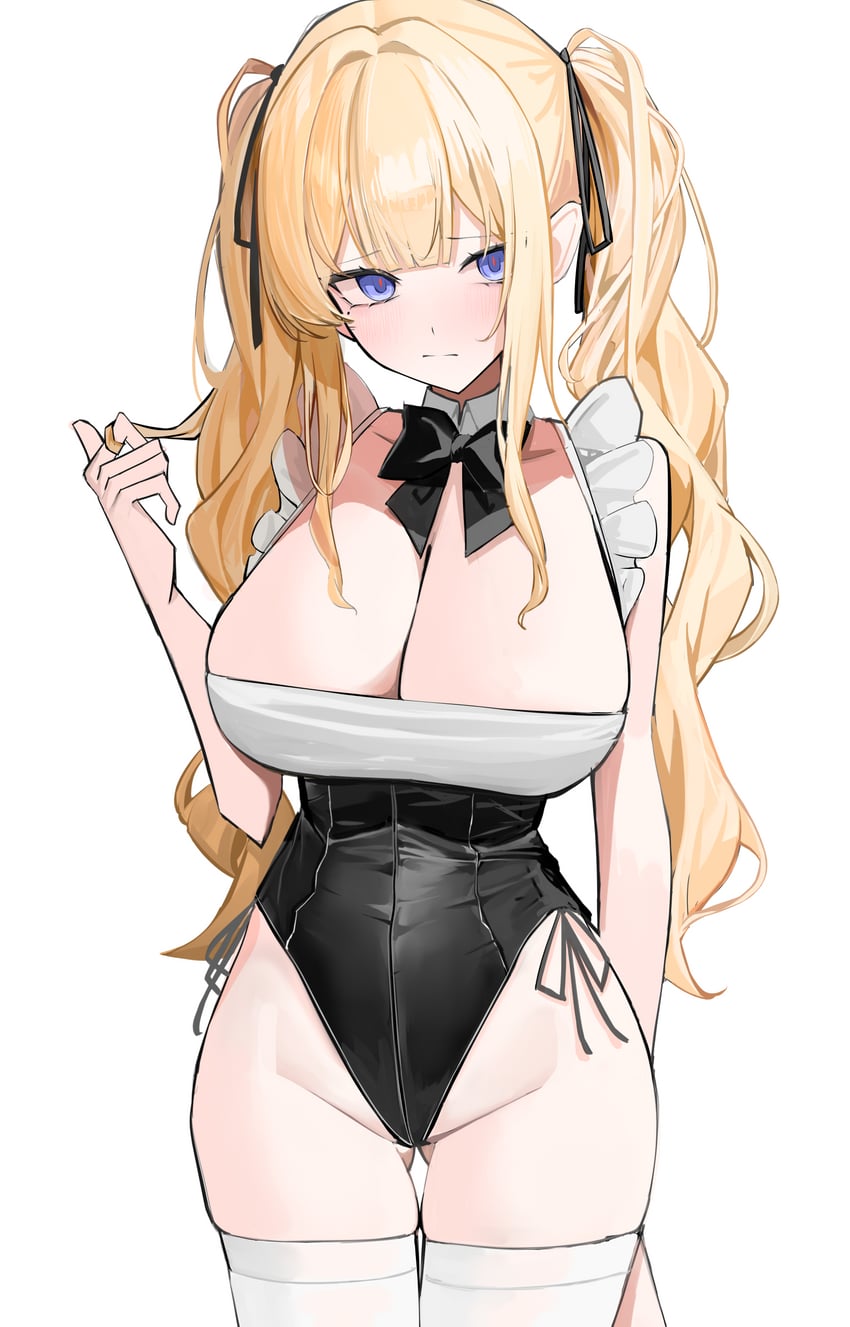 原创 1名女孩 黑色蝴蝶结 黑色蝶形领结 金发 蓝眼