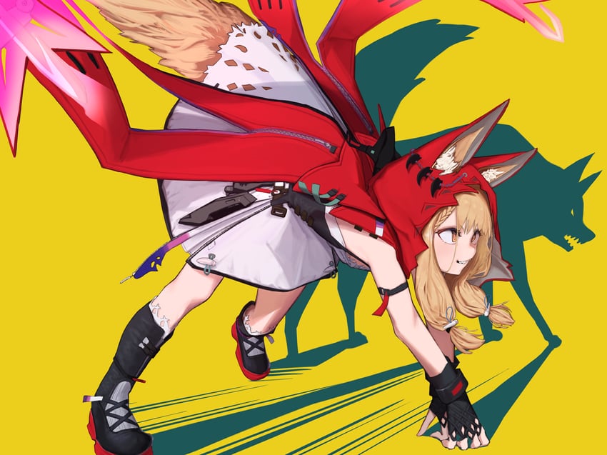 明日方舟、明日方舟：终末地、罗斯 (明日方舟) 1名女孩 兽耳 黑色靴子 黑色手套 金发