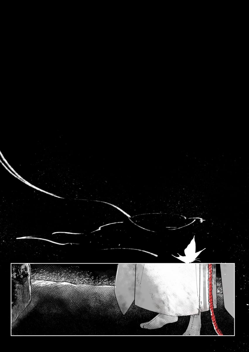 零、零·红蝶、黒泽纱重 1名女孩 黑色背景 虫子 蝴蝶 漫画