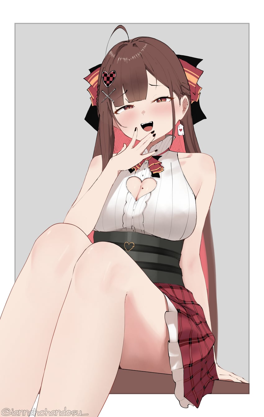 原创、pele (vtuber) 1名女孩 呆毛 脸红 乳房 挂耳染
