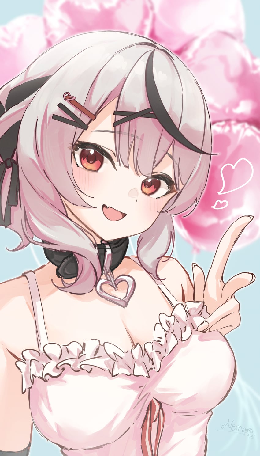 Hololive、沙花叉克萝耶、沙花叉库洛艾(第一套服装) 1名女孩 :D 露肩 黑色项圈 黑发