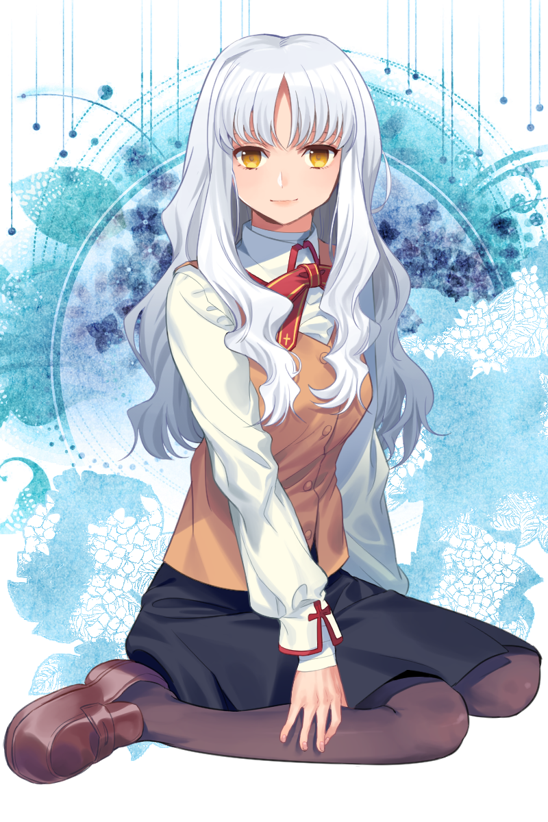 Fate/hollow ataraxia、Fate系列、卡莲·奥尔黛西亚 1名女孩 缠绷带的脖子 缠绷带的手腕 绷带 黑色裙子