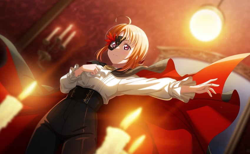 Love Live!、Love Live! Sunshine!!、世界巨星 1名女孩 呆毛 阿斯科特领巾 黑裤子 模糊