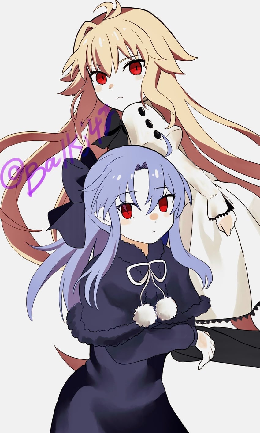 月姬格斗、melty blood: twi-lumina、逝血之战：月姬格斗 Type Lumina 2名女孩 呆毛 黑色蝴蝶结 黑色小披肩 黑色连衣裙
