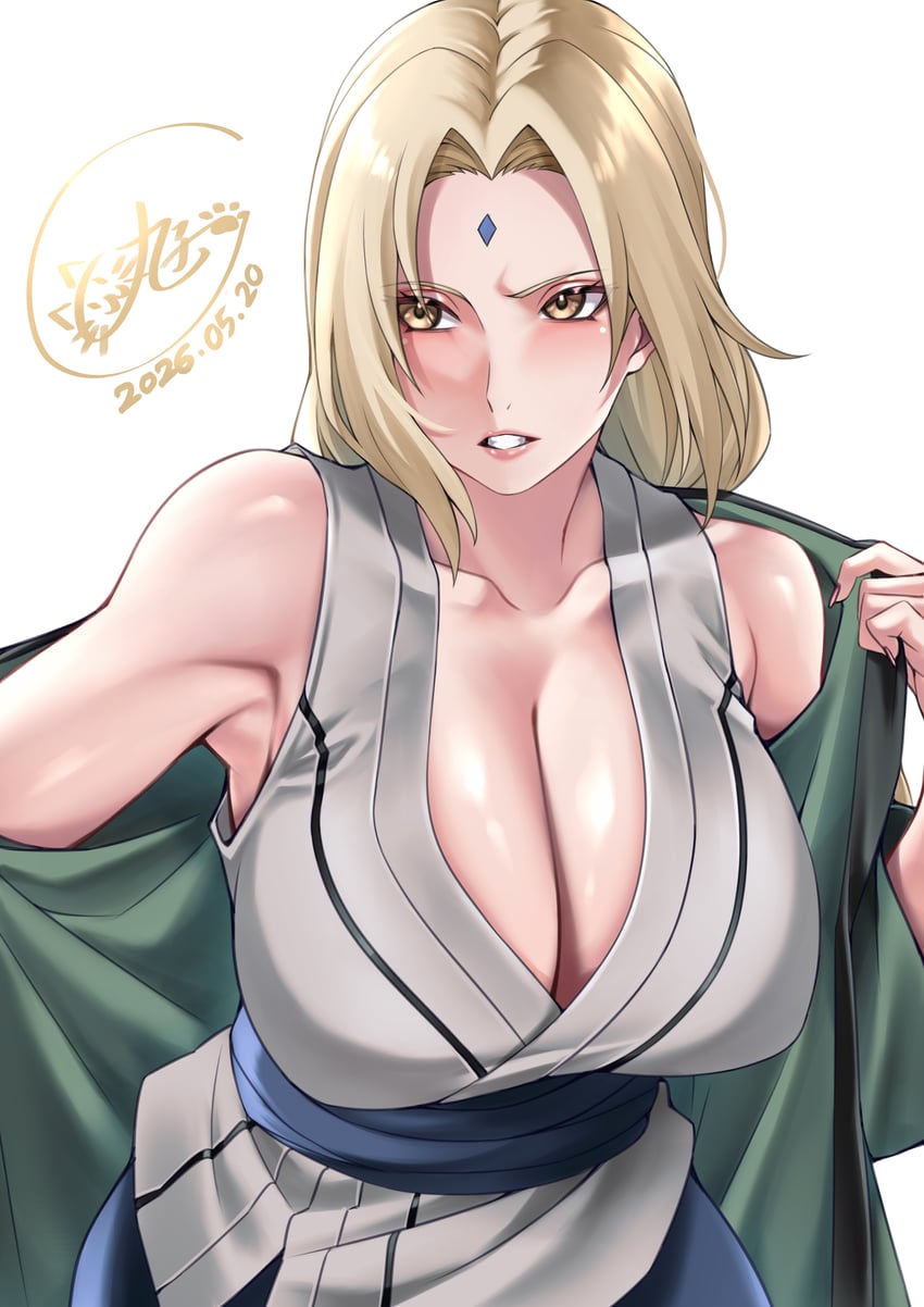 火影忍者、火影忍者系列、纲手 (火影忍者) 1名女孩 露肩 金发 乳房 乳沟