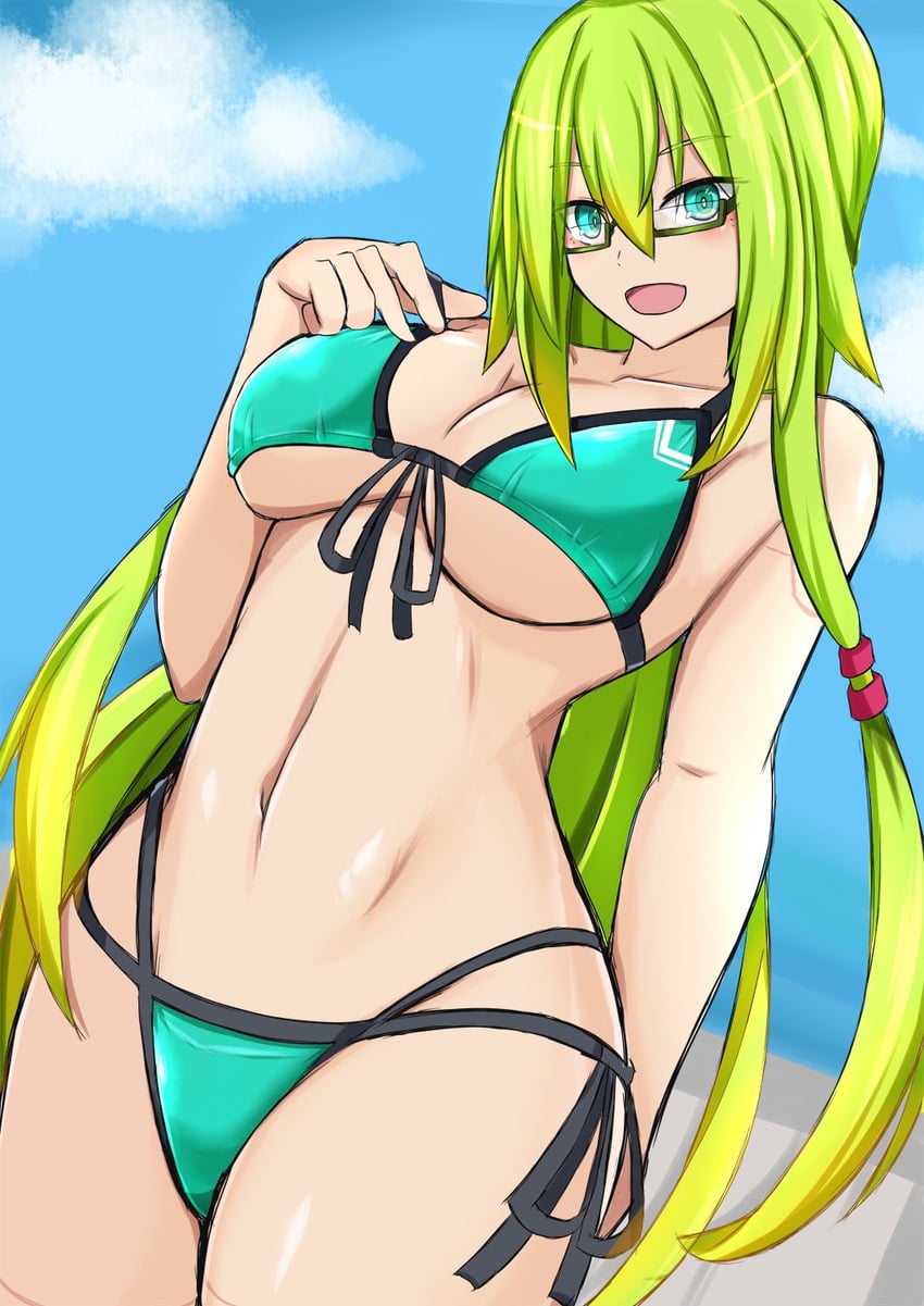 原创、莉洁 (Liese Vir-alte) 1名女孩 :D 水蓝色比基尼 水色瞳 手放在背后
