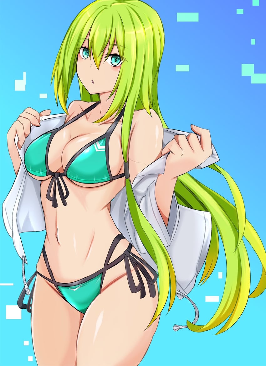 原创、莉洁 (Liese Vir-alte) 1名女孩 惊讶 水色瞳 露肩 比基尼