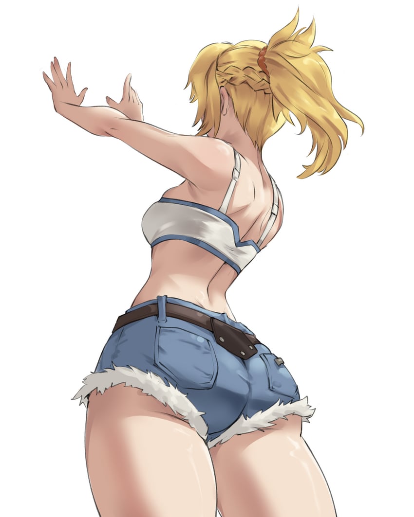 Fate/Apocrypha、Fate系列、莫德雷德 (Fate) 1名女孩 举起双手 屁股 背影 抹胸
