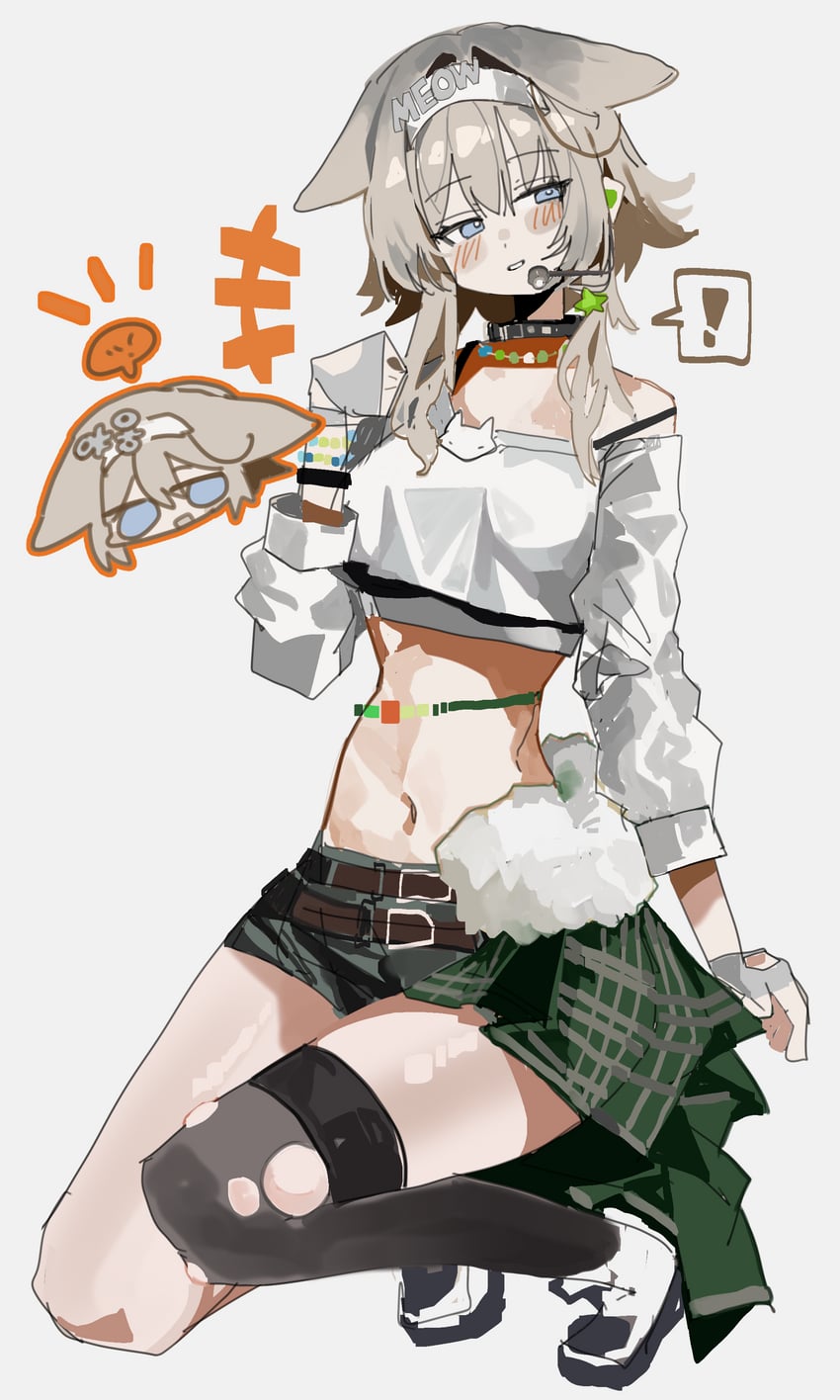 胜利女神：妮姬、普莉卡 (妮姬) ! 1名女孩 兽耳 黑色项圈 脸红