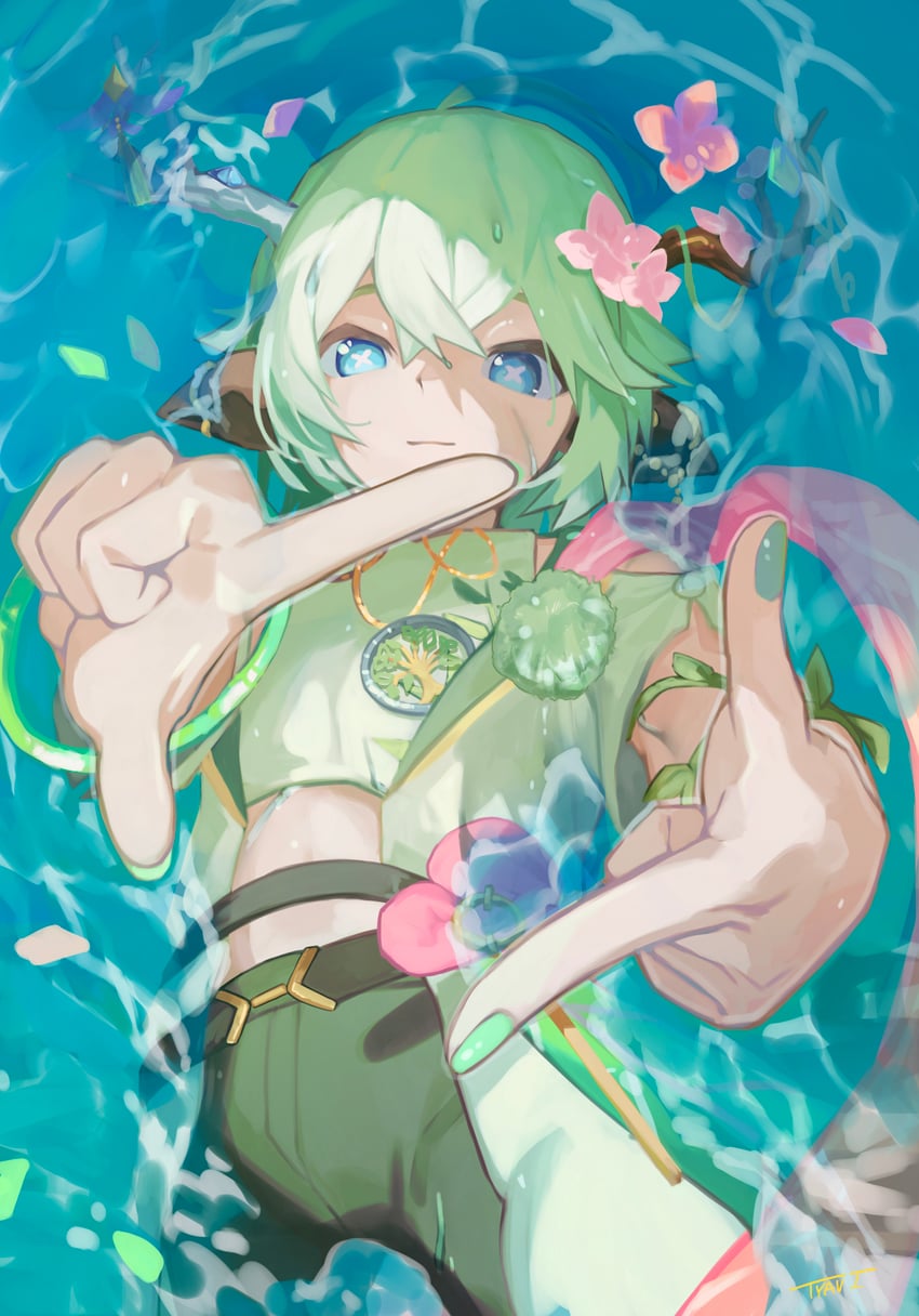 原创 1名女孩 漂浮 呆毛 兽耳 鹿角