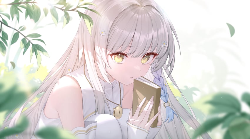 kanade (visual novel)、kanade (kanade) 1名女孩 露肩 模糊 模糊前景 书