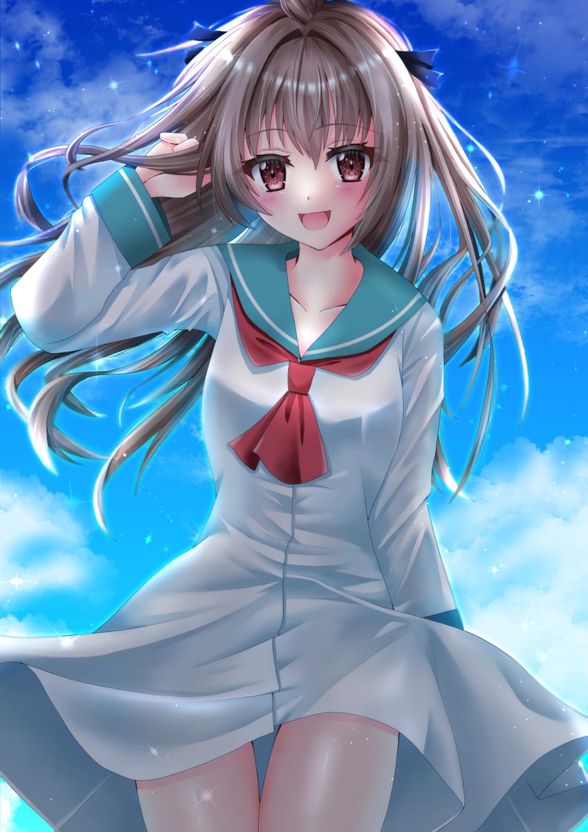 ATRI -My Dear Moments-、亚托莉 1名女孩 :D 呆毛 手臂放在侧边 阿斯科特领巾