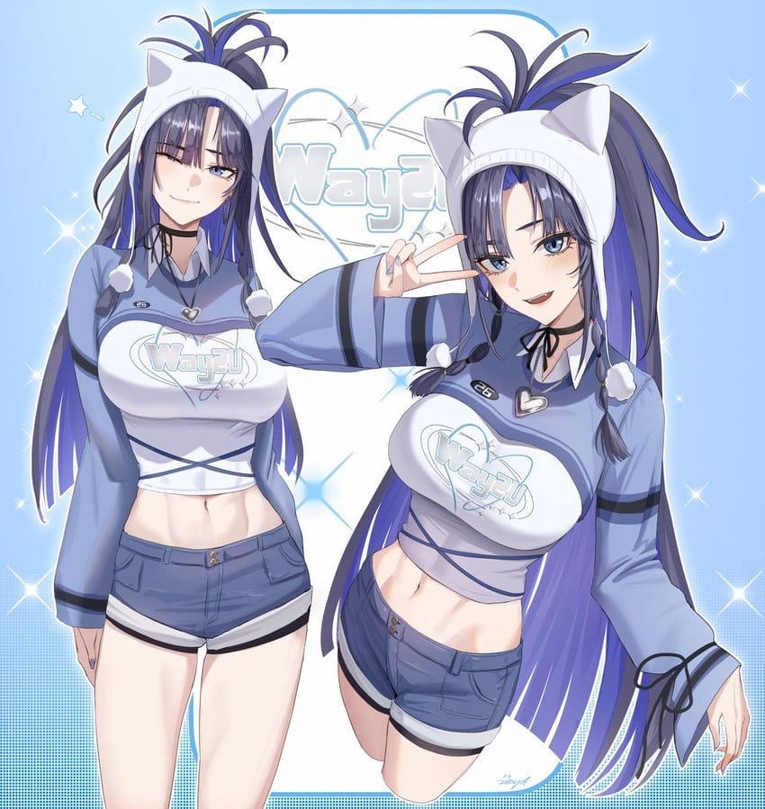 Hololive、Hololive英语、议会 (Kronii) 1名女孩 :D ;) 动物帽子 黑发