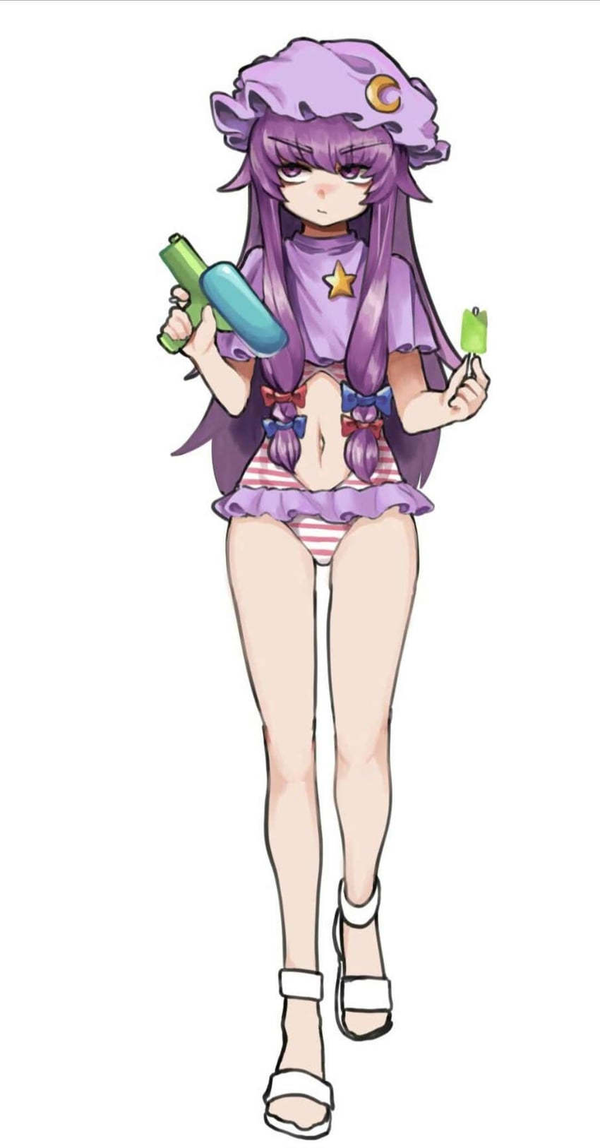 东方Project、帕秋莉·诺蕾姬 1名女孩 替换服装 眼袋 蓝色蝴蝶结 齐刘海